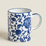 Blue Floral Ceramic Mug – Vintage Blue Floral Coffee Mug Gift (detail view 2)