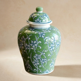 Blue Floral Ginger Jar, 10-inch