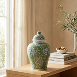 Blue Floral Ginger Jar, 10-inch