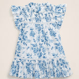 Blue Floral Smocked Baby & Toddler Cotton Dress (detail view 2)