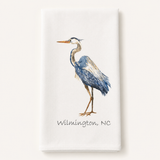 Blue Heron Wilmington Tea Towel – Coastal NC Bird Kitchen Towel Gift (detail view 2)