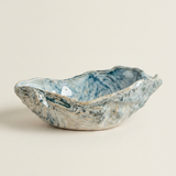 Blue Wash Open Oyster Shell Dish – Coastal Oyster Shell Trinket Dish (detail view 2)