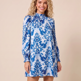 Jardin Print Mock Neck Midi
