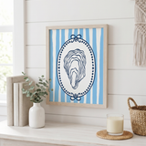 Blue and White Oyster Stripe Coastal 8x10 Wall Art Print