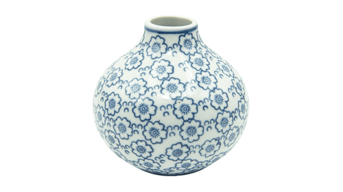 Floral Blue and White Stoneware Vases