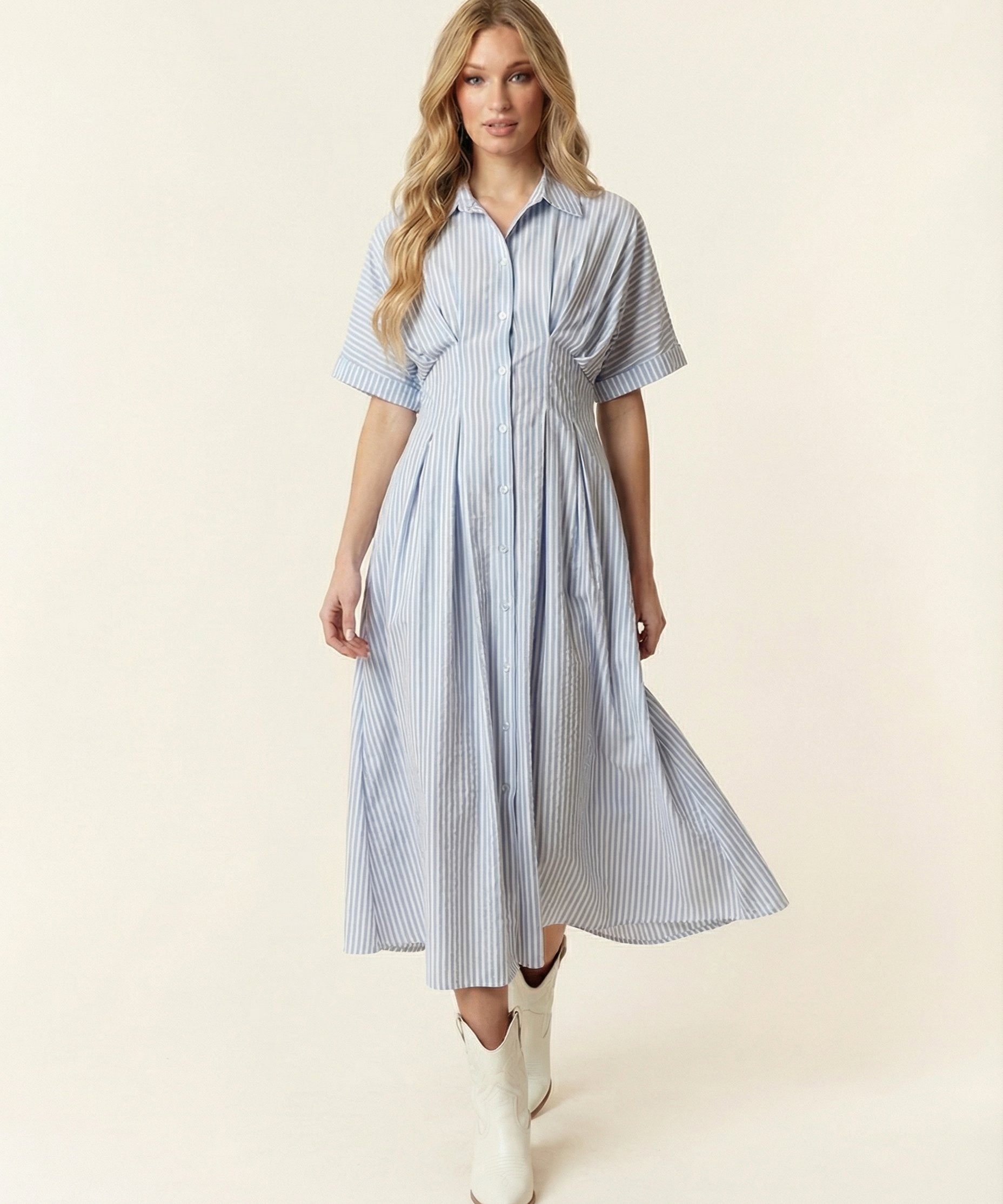 Bluebell Seersucker Midi Dress (detail view 4)