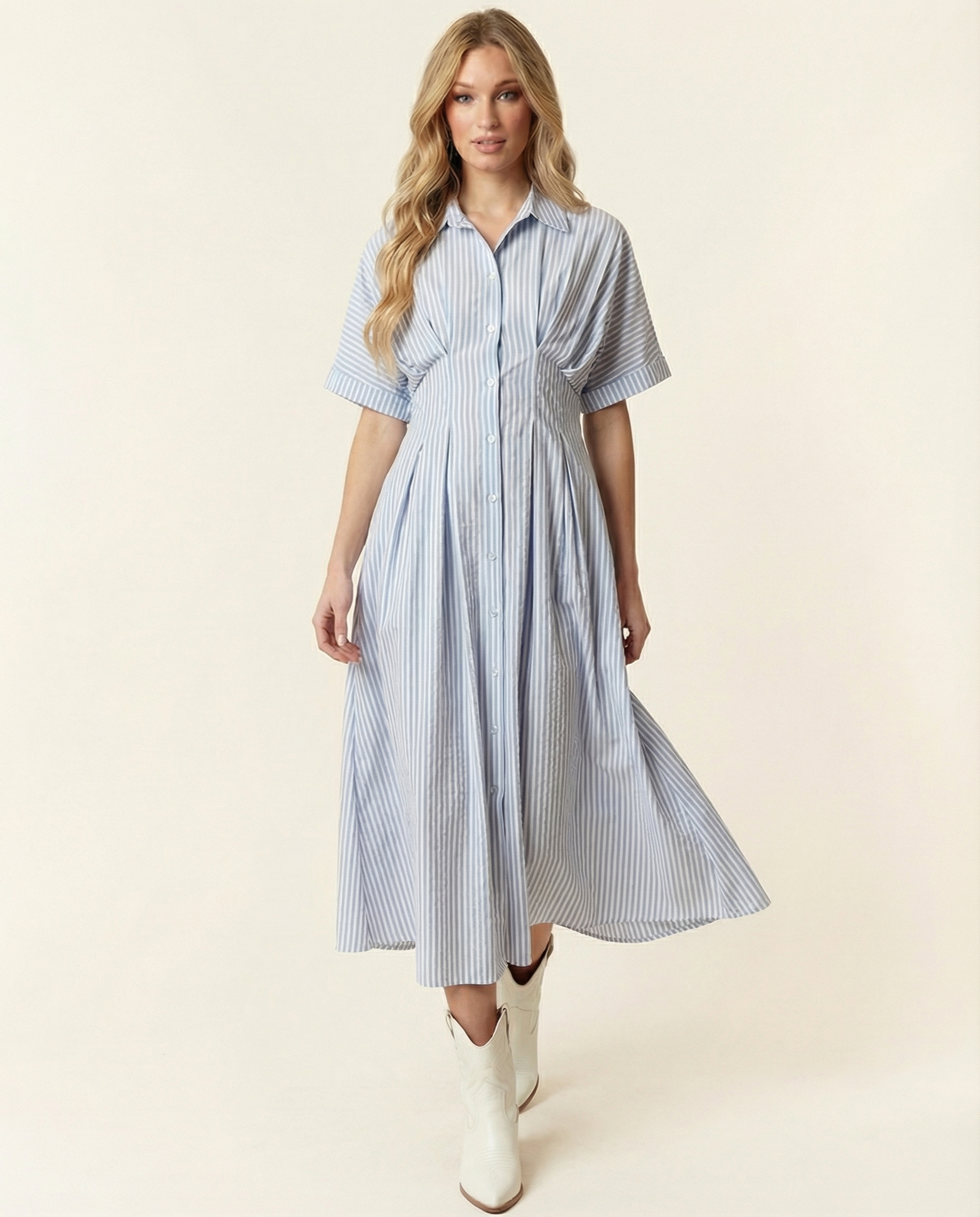 Bluebell Seersucker Midi Dress (detail view 4)