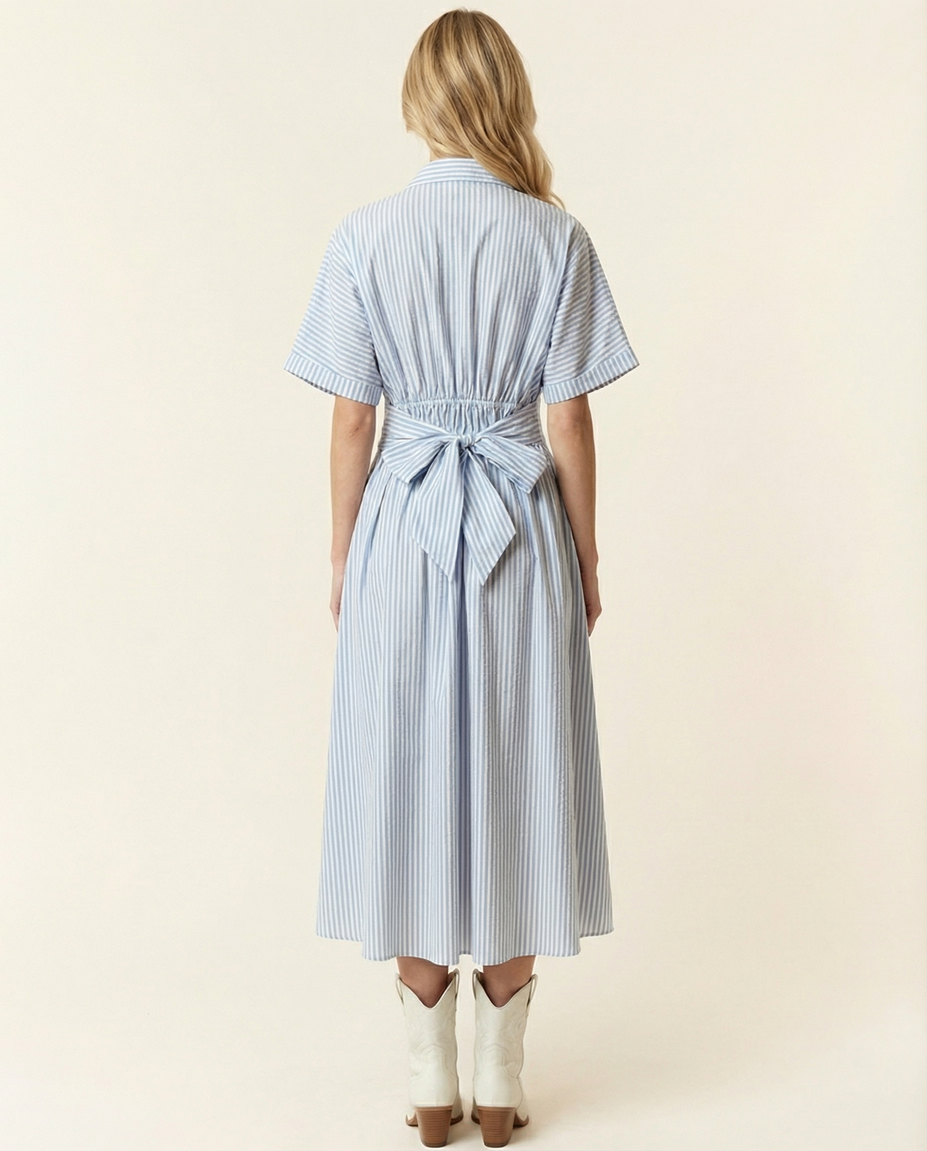 Bluebell Seersucker Midi Dress (detail view 5)