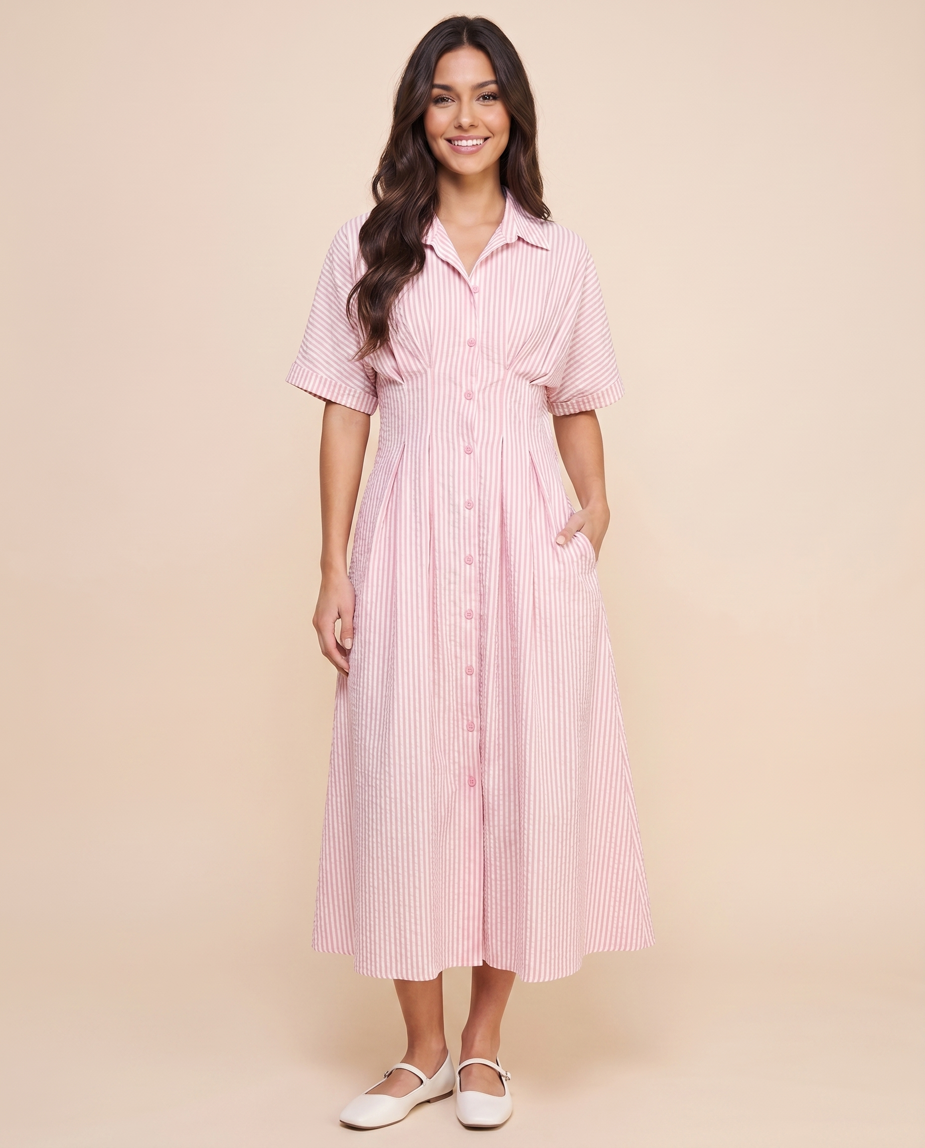 Bluebell Seersucker Midi Dress (detail view 7)
