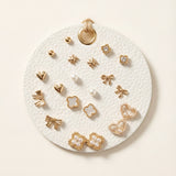 Heart and Bow Stud Earrings Set