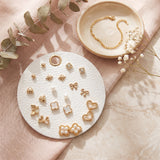Heart and Bow Stud Earrings Set