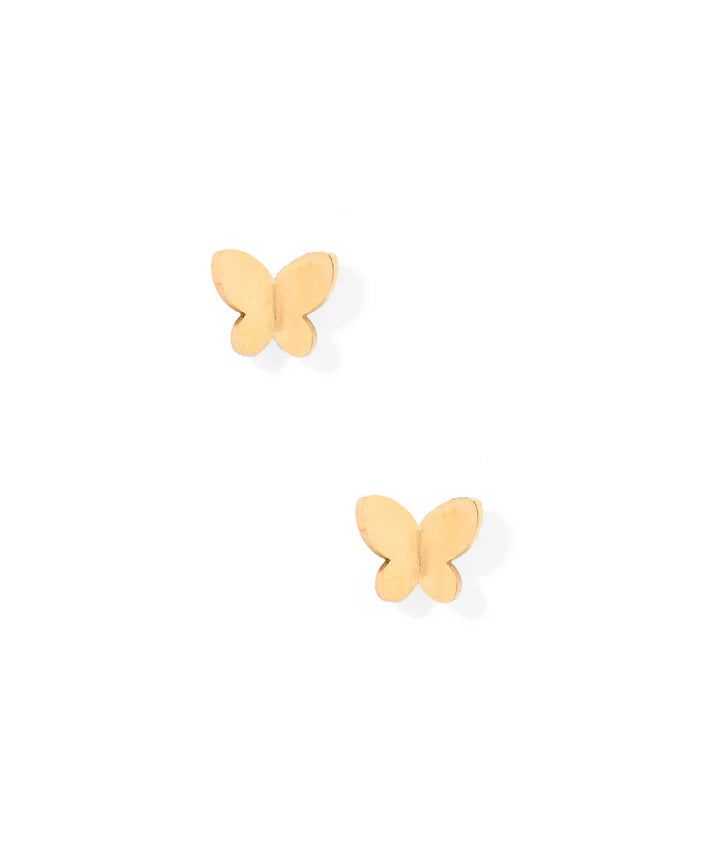 Gold Butterfly Flatback Stud Earrings