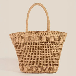 Straw and Mesh Tote Bag