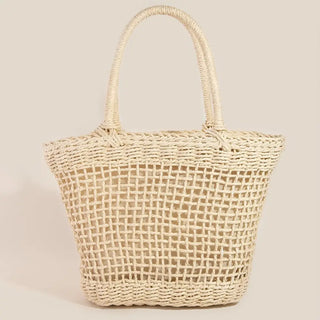 Straw and Mesh Tote Bag