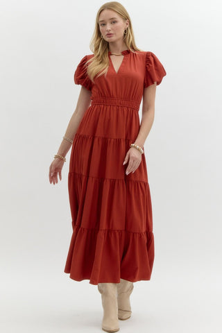 Puff Sleeve Tiered Maxi Dress