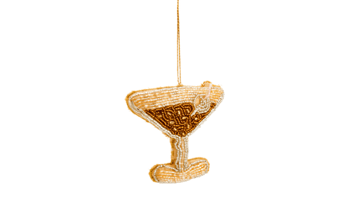 Brown Beaded Fabric Cocktail Ornament