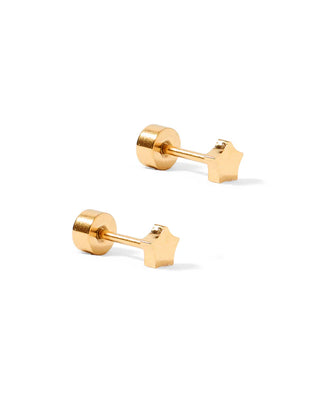 Gold Star Flatback Stud Earrings