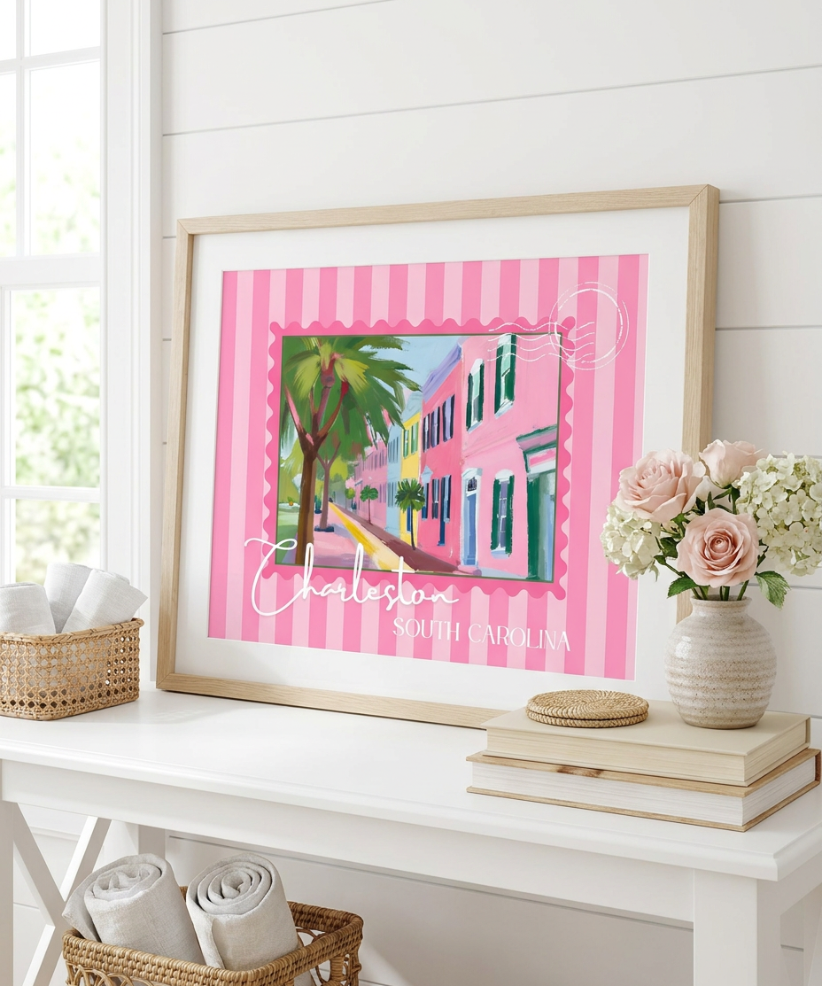 Charleston SC Vintage Stamp Print – Southern Wall Art Gift
