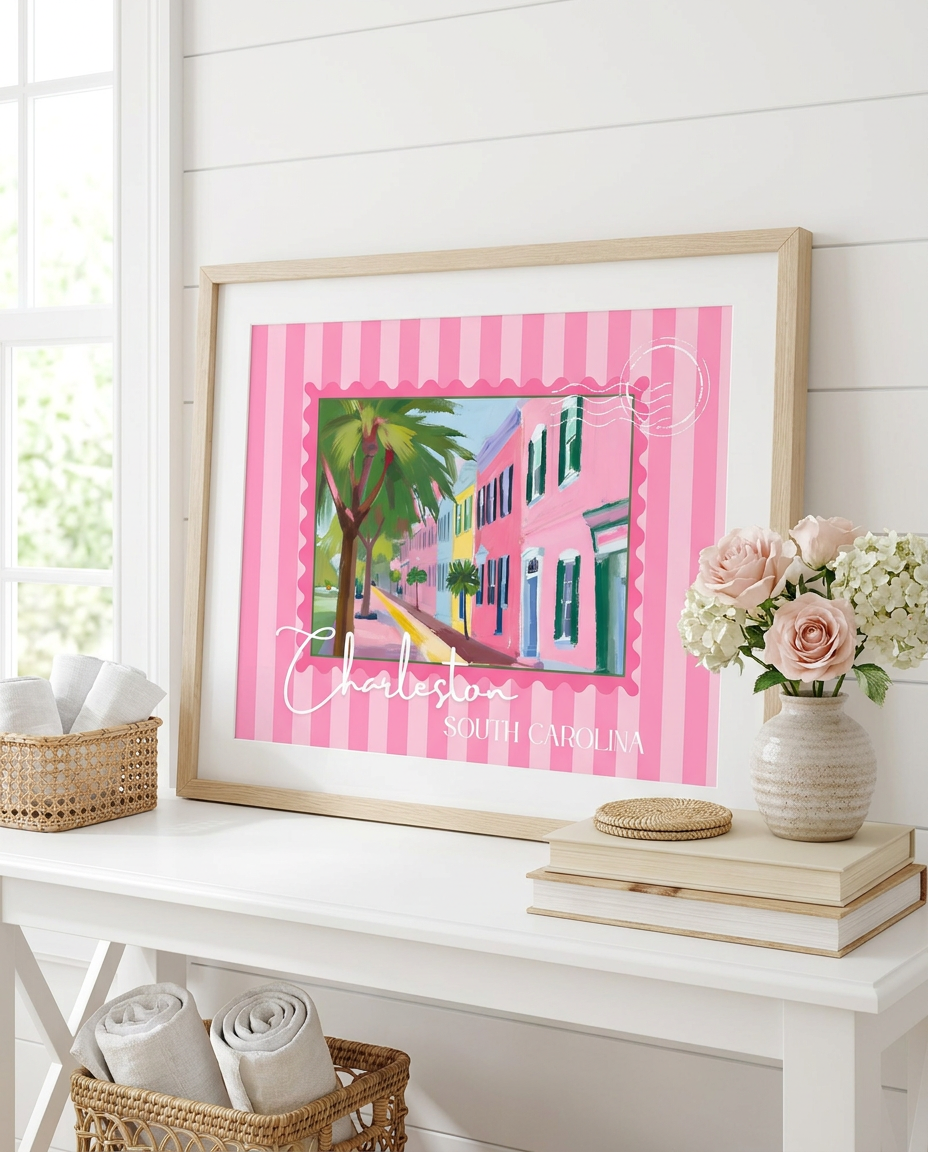Charleston SC Vintage Stamp Print – Southern Wall Art Gift