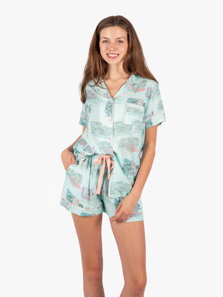Charleston Scene Button Down Pajama Top