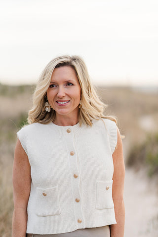Sleeveless Knit Button Down Vest
