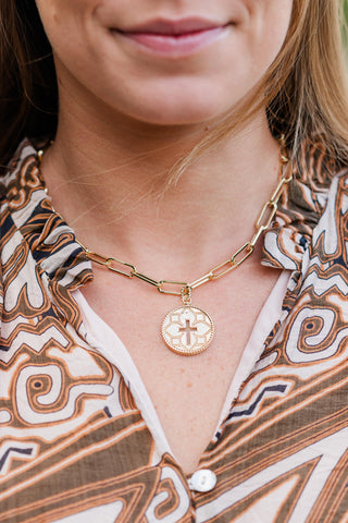 Cross Medallion Paperclip Necklace