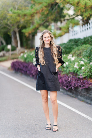 Eyelet Detail Short Sleeve Dress