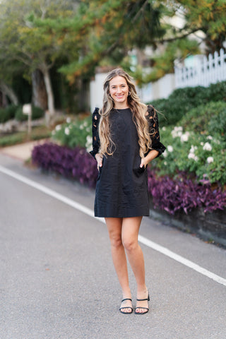 Eyelet Detail Short Sleeve Dress