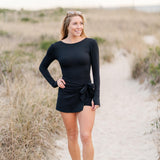 Long Sleeve Wrap Tie Front Athletic Dress