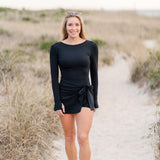 Long Sleeve Wrap Tie Front Athletic Dress