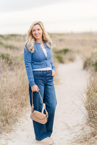 Cable Knit Button Down Cardigan