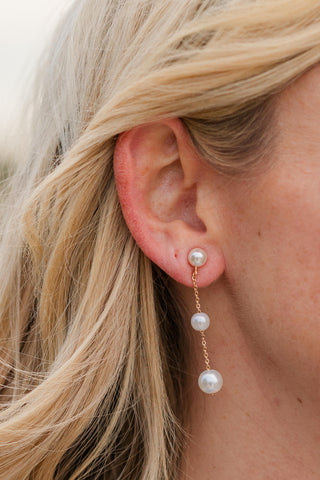 Connected Pearl Ball Earrings