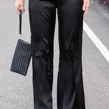 High-Waist Wide Leg Satin Dress Pants
