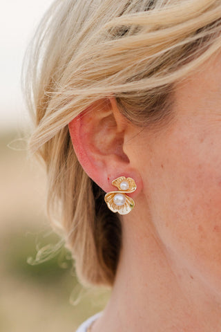 Double Pearl & Shell Earrings
