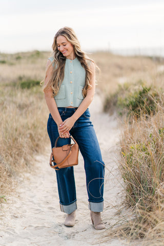 Sleeveless Knit Button Down Vest