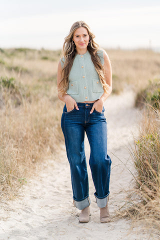 Sleeveless Knit Button Down Vest