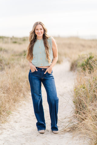 Sleeveless Knit Button Down Vest