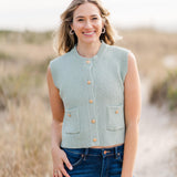 Sleeveless Knit Button Down Vest