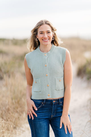 Sleeveless Knit Button Down Vest