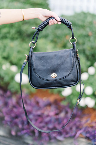 Classic Faux Leather Crossbody Bag with Coiled Shoulder Strap