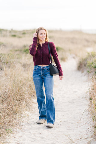 Cable Knit Button Down Cardigan