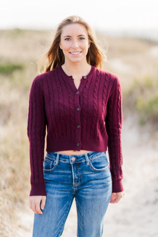 Cable Knit Button Down Cardigan