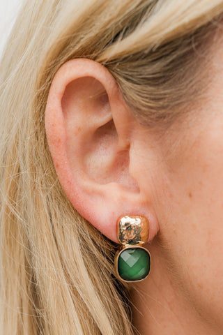 Stone & Textured Metal Earrings