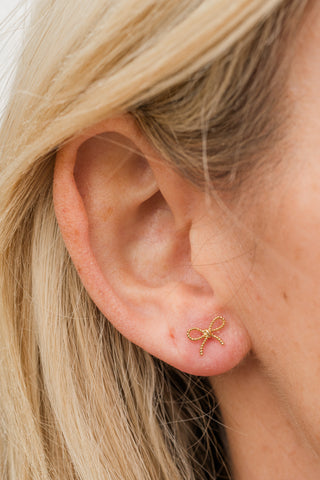 Mini Gold Bow Stud Earrings