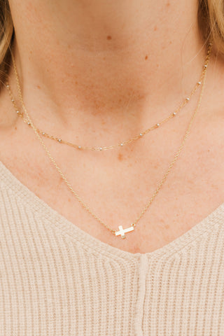 Sideways Mini Cross Necklace