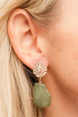 Leaf Geo Teardrop Earrings