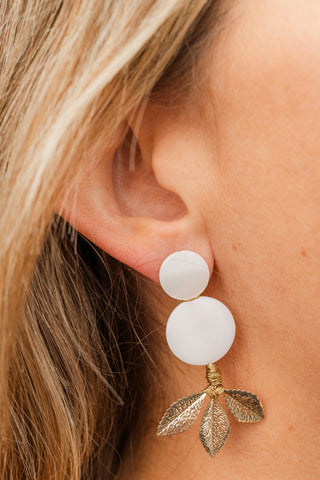 Double Shell Disk Leaf Earrings