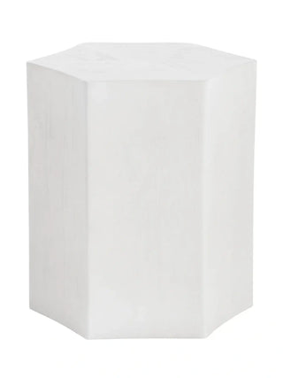 White Mango Wood Geometric Table - End Table