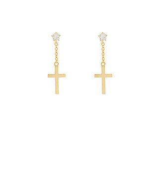 CZ Cross Drop Earrings