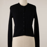 Cable Knit Button Down Cropped Cotton Cardigan